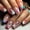 Colorfull Smudge, variant on Flower Press Nails Medium Square Nails False Nails Artificial Coffin Nails Glitter Design Stick Nails Full Cover Spring Nails Glossy Glue Nails for Women