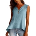 thumbnail image 4 of Tank Tops for Women Cotton Women's Fashionable Casual Solid Color Pleated Cotton And Linen Top V Neck Sleeveless Shirt Vest V Neck T Shirts, 4 of 6