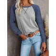 thumbnail image 6 of TEMOFON Long Sleeve Shirts for Women Casual Crewneck T Shirts Fall Color Block Tunic Tops Comfy Gray Loose Shirts for Women Clothes, 6 of 6