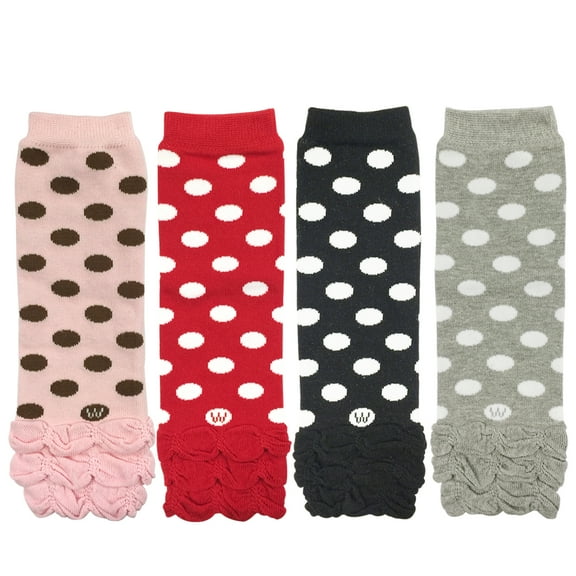 Wrapables® Colorful Baby Leg Warmers (Set of 4), Half Ruched and Dots