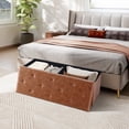thumbnail image 3 of EDX 43" Storage Ottoman, Foldable Multi-Functional Footrest, PU Leather, 660lbs Load Capacity for Bedroom, Brown, 3 of 7