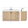 thumbnail image 3 of Ariel Kelly 60 Inch Single Oval Sink Bathroom Vanity With Carrara White Quartz Countertop 1.5 Inch Edge In White Oak, 3 of 12