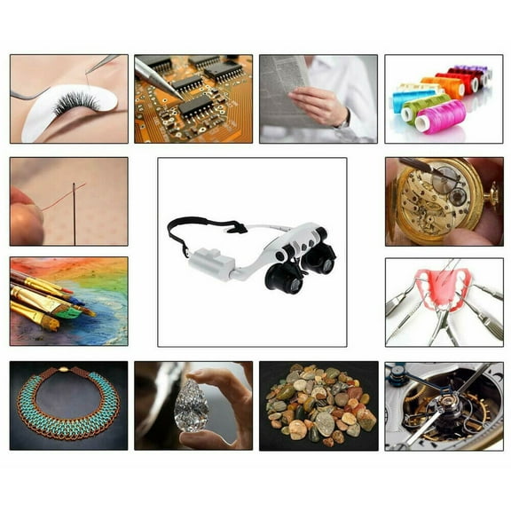 Adjustable Jewelry Magnifier Headband Magnifying Glass With LED Light Loupe Glasses