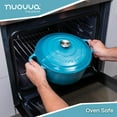 thumbnail image 3 of Olla holandesa de hierro fundido esmaltado Nuovva con tapa, antiadherente, de 6.4 cuartos de galón, resistente y apta para horno hasta 260 °C, para hornear pan, estofar, guisar y asar, 28 cm, color az, 3 of 5