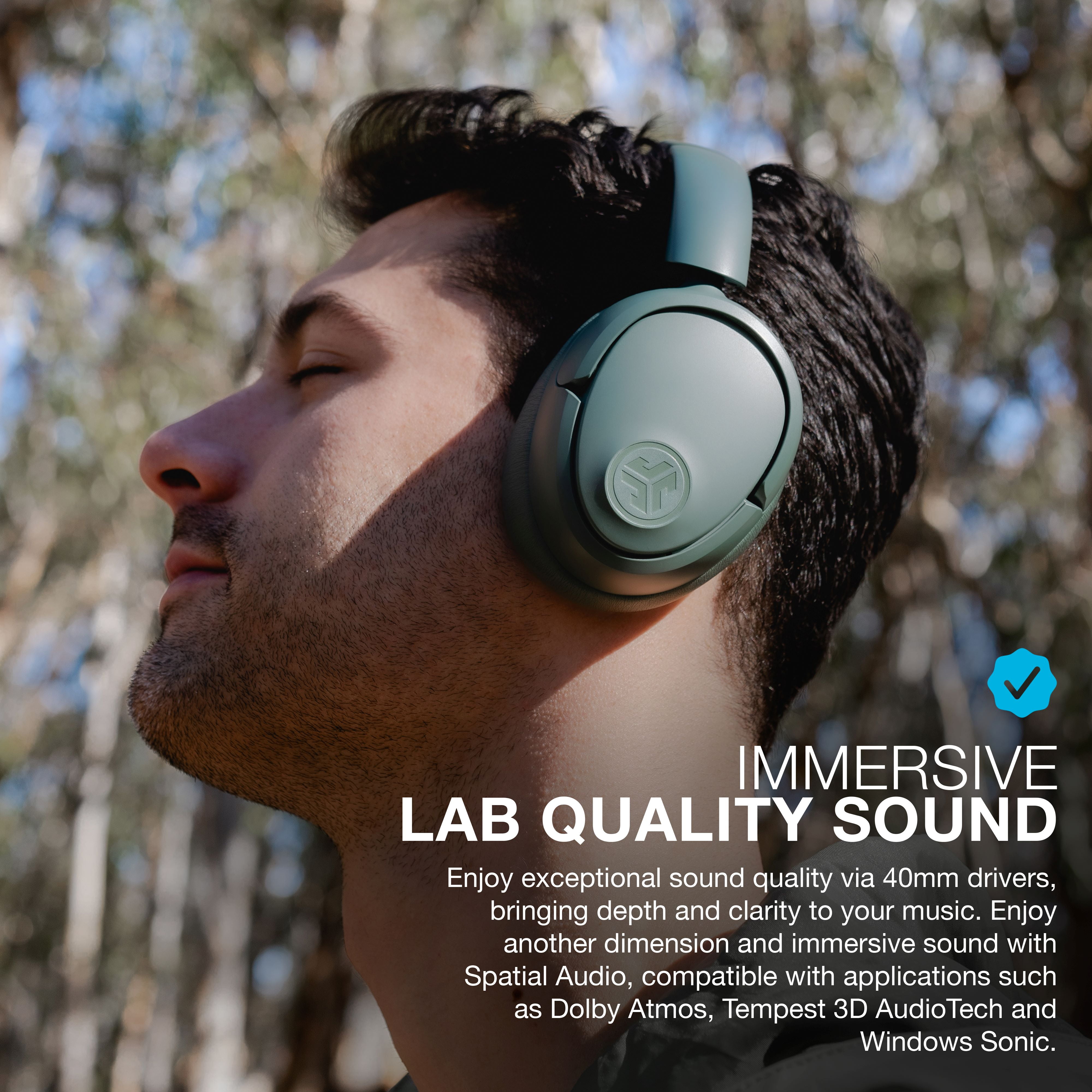 JLab JBuds Lux ANC Over-Ear Wireless Headphones, 70-Hour Battery, Sage