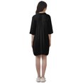 thumbnail image 3 of Moomaya Brodé Chemise Solide Robes Femmes 3/4e Manches Col Swing Blouse, 3 of 6
