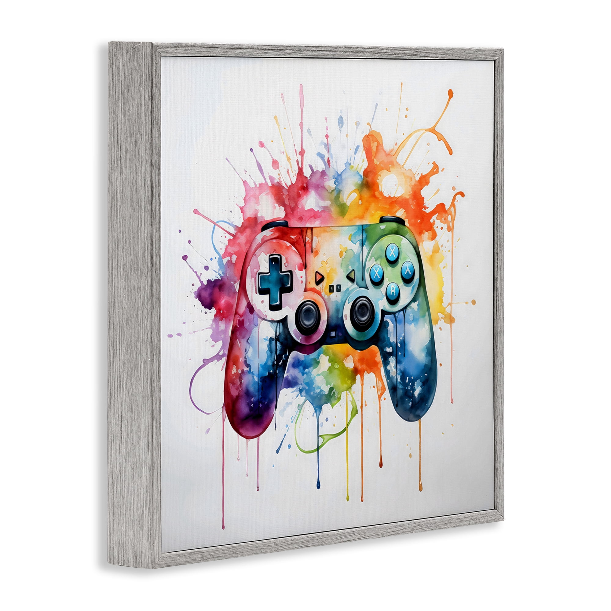 Stupell Industries Colors of Gaming Splatter Gray Framed Giclee Art, design by Creative Studio