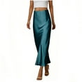 thumbnail image 2 of Dianli Gifts Drawstring Maxi Skirt Ankle Skirt Ladies Solid Color Elastic Waist Drawstring Long Skirt Breathable Cotton Linen Pull On Versatile Travel To Evening Skirt, 2 of 8