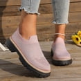 thumbnail image 2 of Loafers for Women Knit Mesh Rhinestone Platform Lug Sole Casual Slip on Walking Shoes Comfortable Dressy Flat Shoes Light Pink Size 6.5, 2 of 8