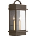 thumbnail image 2 of Progress Lighting Santee 2-Light Wall Lantern in Antique Bronze with Beveled Glass Shade, 2 of 4