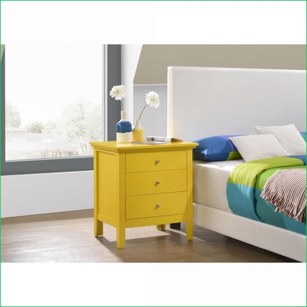 Vibrant Yellow Casual Bedroom Nightstand – No Assembly Needed