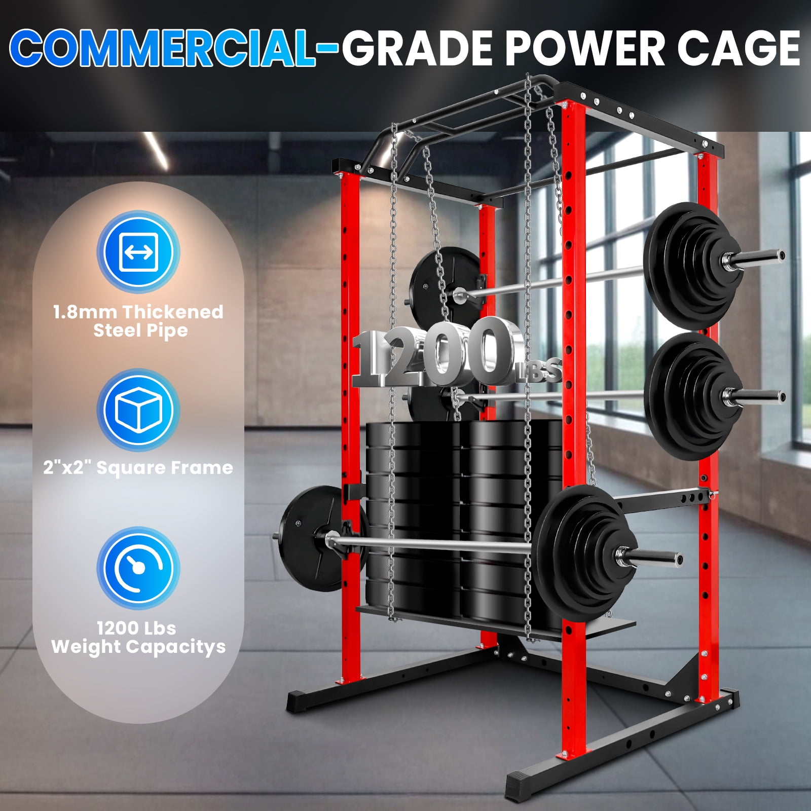 550Lbs Capacity Squat Rack, Adjustable Barbell Rack, Multi-Function Weight Lifting Stand for Home Gym Bench Press