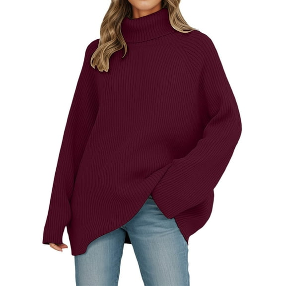 Wdgfv Cowl Neck Pullover Women Winter Warm Knitted Turtleneck Pullover Sweater Soft Cozy Oversized Casual Top For Women Cold