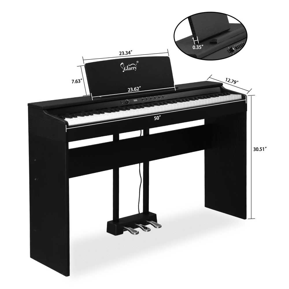 Tcbosik 88 Keys Full Weighted Keyboard with Furniture Stand and Headphone, Digital Piano with Triple Pedals for All Experience Levels, Black