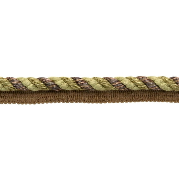1/2" (1cm) Large Decorative Twisted Rope Cord with Lip | Cord Trim # 0050IC,, Khaki Beige #I20 (Dark Beige, Khaki Brown) Sold By The Yard (36"/3 ft/0.9m)