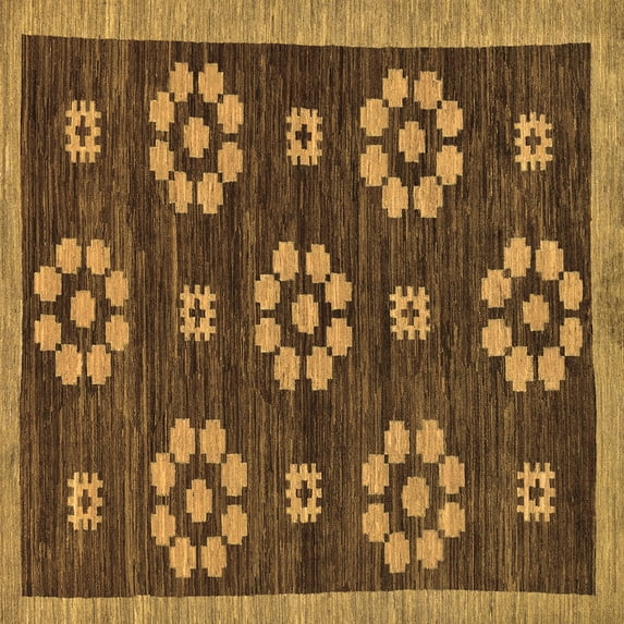 Ahgly Company Indoor Square Abstract Brown Modern Area Rugs, 6' Square