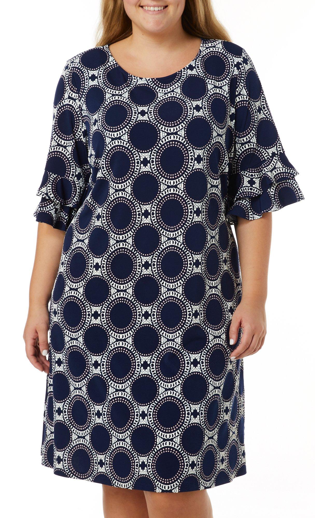 Three Quarter Ruffled Sleeve Dress 