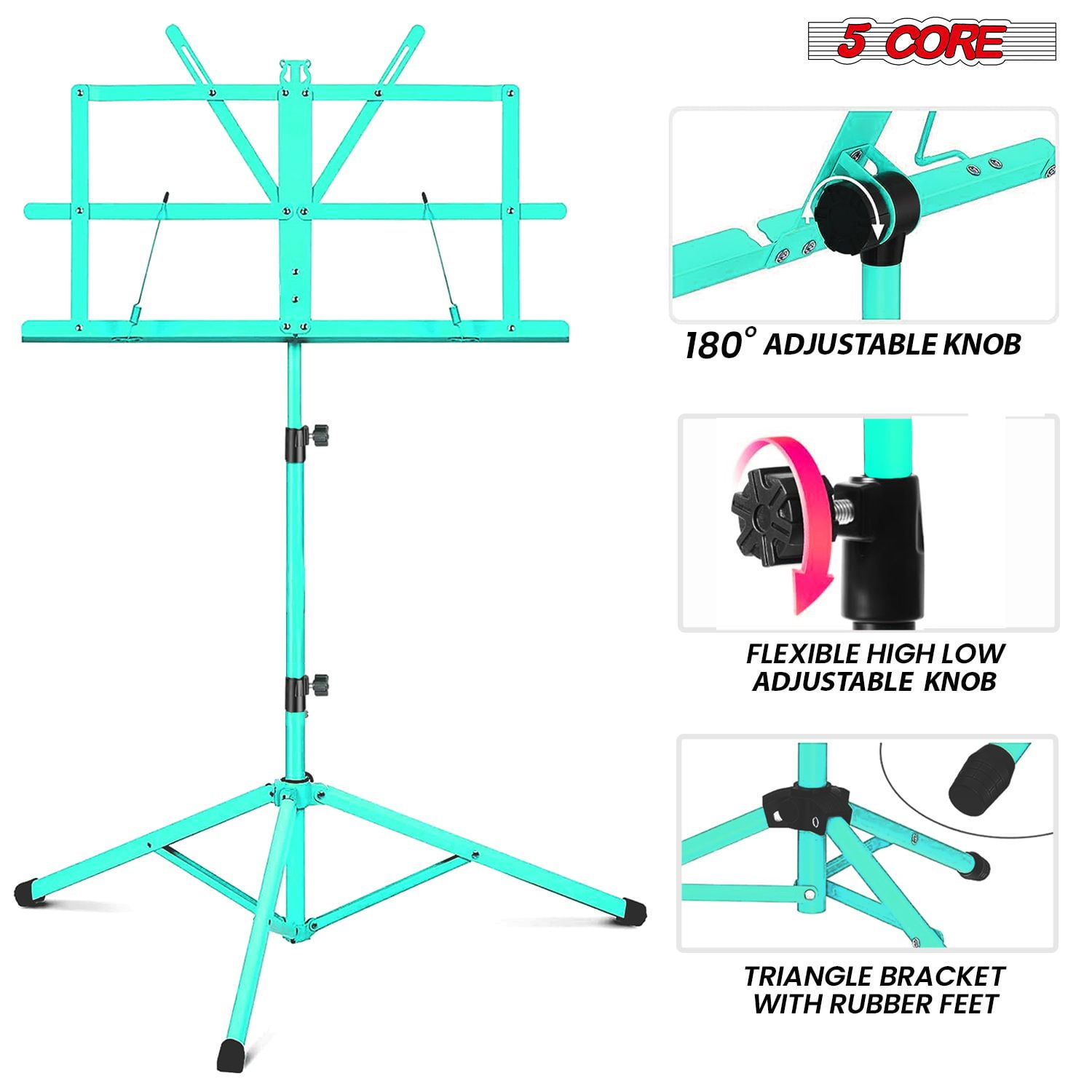 Music Stand Adjustable 57" Desktop Book Stands Sheet Holder All Metal Portable Bookstand