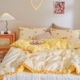 thumbnail image 6 of Move Over Yellow Flowers Bedding Sets Twin Pom Poms Floral Pattern Microfiber Lucky Colver Duvet Cover Set No Filling, 6 of 7