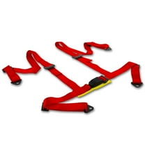 DNA Motoring SB-4P-RD Universal Red Nylon 4-Point Racing Seat Belt Harness & Buckle (Pack of 1)