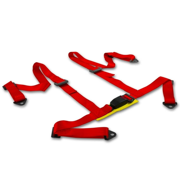 DNA Motoring SB-4P-RD Universal Red Nylon 4-Point Racing Seat Belt Harness & Buckle (Pack of 1)
