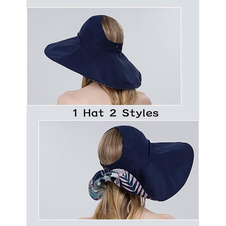 Wide Brim Hats for Women, Double-Sided Foldable Beach Hat  display picture 3