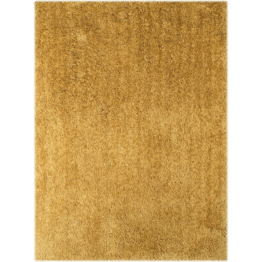 Illustrations 3 Gold Shag Area Rug 7'6"x9'6"