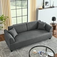 thumbnail image 3 of Modern 3 Seat Sofa with Two End Tables and Two Pillows, Comfy Linen Fabric Upholstered Couch with Removable Back and Armrest, Easy Assembly, Loading Bearing 750 LBS, for Living Room and Office, Grey, 3 of 9