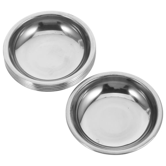 BESTOYARD 6Pcs Silver Metal Sauce Plates Stable Round Dipping Bowls for Kitchen Storage