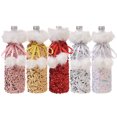 thumbnail image 1 of Funda navideña para botella de vino, bolsa de regalo con cordón, bolsas para botellas de champán, cuchara, tenedor, cuchillo, bolsa para decoración de mesa de fiesta oso de fresa Electrónica, 1 of 5