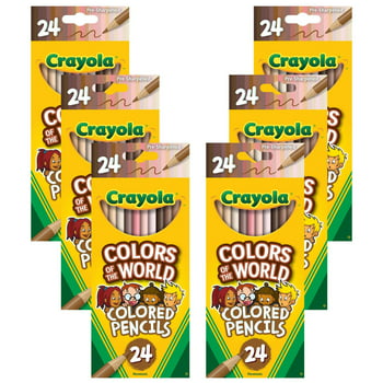 Crayola Colored Pencils 6 Pack, 24 Count, Colors of the World, Skin Tone Colored Pencils, Beginners