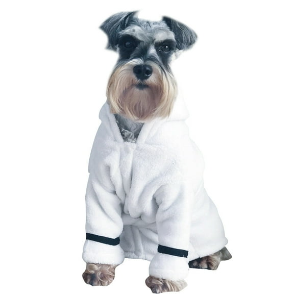Unbranded Creative Dog Bathrobe High Absorbent Quick Drying Robe Warm Animal Pajamas Hooded Bathrobe for Pet Dog Cat White Size