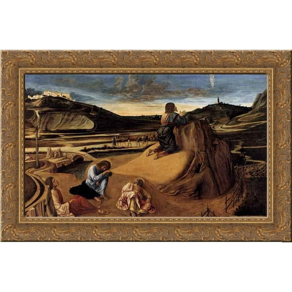 The Agony in the Garden 24x19 Gold Ornate Wood Framed Canvas Art by Bellini, Giovanni