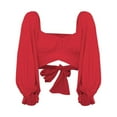 thumbnail image 4 of Pure Color Word Collar Umbilical Ultra Long Sleeve Strap Top Top Fashion Square Collar T Shirt, 4 of 9