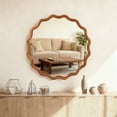 thumbnail image 3 of Jopath 30 Inch Wavy Round Solid Wood Frame Decorative Mirror, for Bedroom, Bathroom, Living Room, Entryway Yellowish Brown, 3 of 8