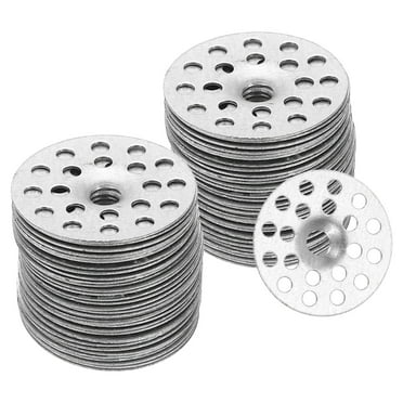 Rondelles d'Isolation de 1 Pouce, 100 Pcs Rondelles d'Isolation en Métal de 25mm pour Fixations de Panneaux de Mousse, Rondelles de Plâtre Perforées en Acier Galvanisé pour Fixation de Panneaux de Mousse