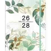 2026-2028 Monthly Planner, 2 Year Calendar Planner, Jul 2026 - Jun 2028, 8.3'' x 11'', 24 Months, Embossed Cover, with Printed Tabs &Pocket, Elastic Closure, Organizer for Office School, Green