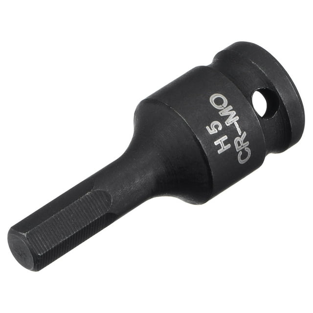 Unique Bargains 5mm Impact Hex Bit Socket, 1/4' Square Drive 35mm Length CR-MO Metric Sizes