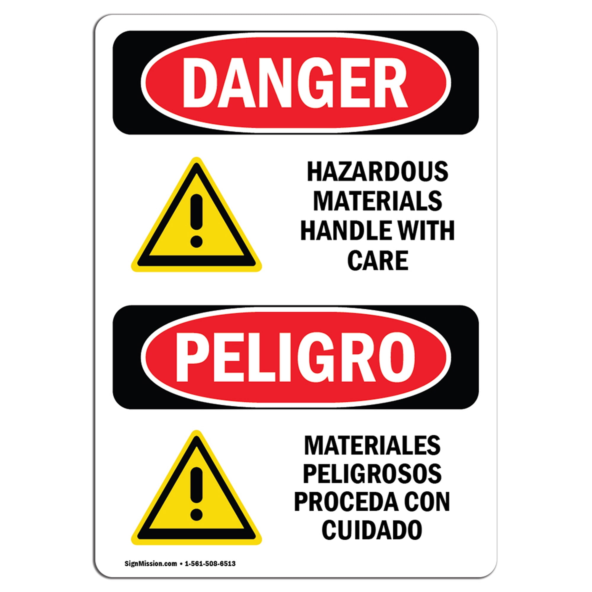 Osha Danger Hazardous Materials Handle With Care Heavy Duty Sign Or Label Walmart Com Walmart Com