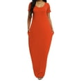 thumbnail image 5 of Plus Size Casual Dress, Women's Plus Solid V Neck A-Line Short Sleeve Side Pocket Maxi T-shirt Dress, 5 of 13