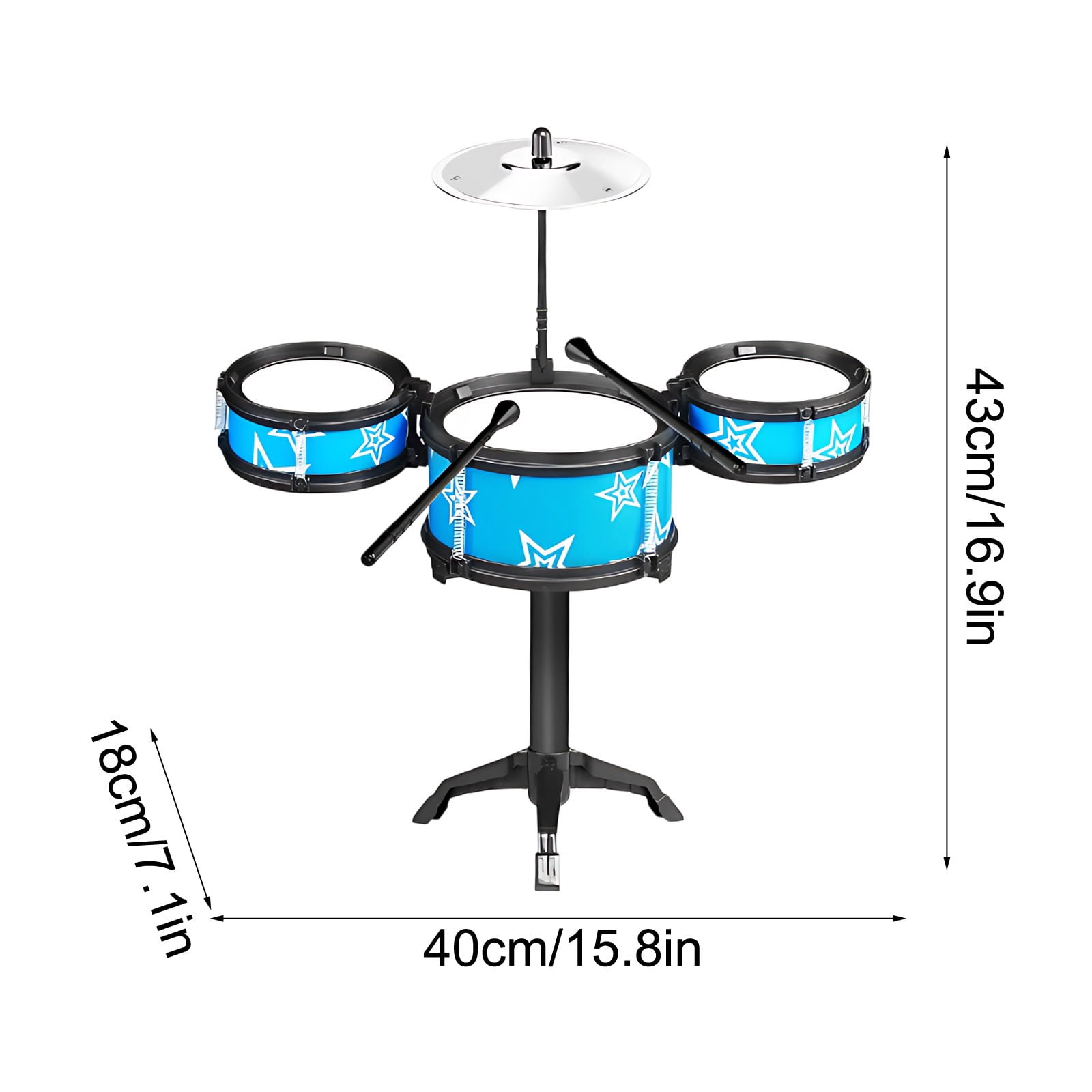 SPOORYYO Jazz Drum Set for Beginners, 5 Drums with Stool, Musical Instrument for Boys and Girls, Great Birthday Gift