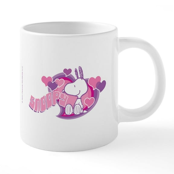 CafePress - Peanuts Snoopy Pink Hearts Mugs - 20 Oz White Ceramic Mega Mug