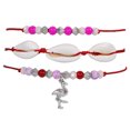 thumbnail image 4 of IKemiter 3 PCS Ethnic Braided Bracelet with Flamingo Shell Crystal Stone Beads Decor Adjustable Length Wrist, 4 of 6