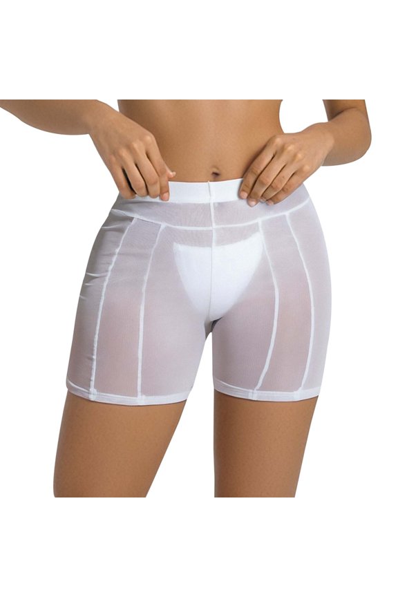 Summer Pants for Women Casual Pants Sheer Mesh High Waisted Capris Summer Wear Stretchy Comfortable Breathable Fashion Trousers Compatible with Honors Fitted for Women Comfy White M