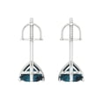 thumbnail image 4 of 2 Ct Round Cut Studs Natural London Blue Topaz 18K White Solid Solid Gold Everyday Dainty Earrings Screw Back, 4 of 7