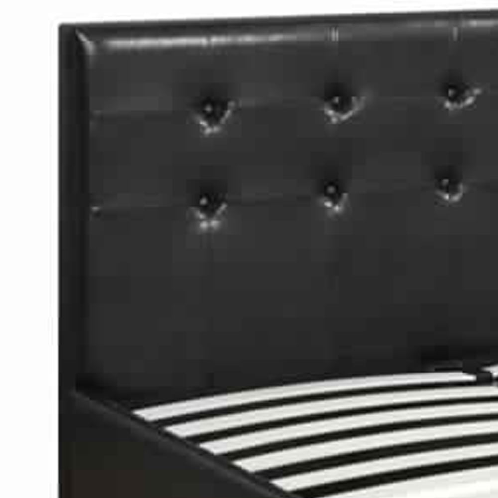 Vivid Full Bed WithDrawer,Black Pu - Saltoro Sherpi