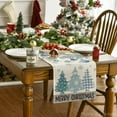 thumbnail image 4 of Blue Pine Trees Merry Christmas Table Runner, Winter Xmas Holiday Kitchen Dining Table Decoration for Home Party Decor 13x36 Inch, 4 of 6