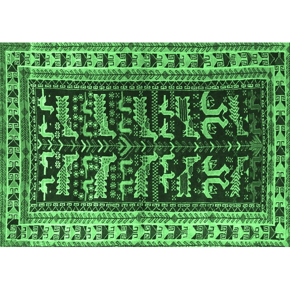 Ahgly Company Indoor Rectangle Persian Emerald Green Traditional Area Rugs, 8' x 10'