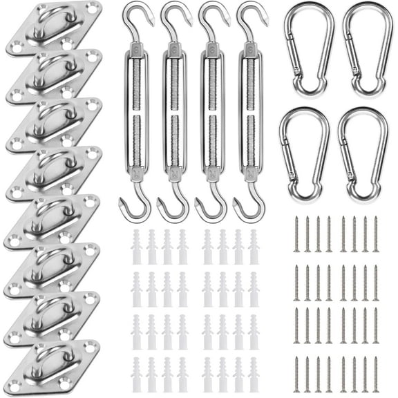 Sun Shade Sail Kit 8 Inches for Rectangle or Triangle Sails, Heavy Duty Stainless Steel for Outdoor Using D