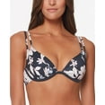 thumbnail image 2 of SANCTUARY Women's Gray Floral Removable Cups Deep V Neck Strappy Night In The Jungle Swimsuit Top D, 2 of 3